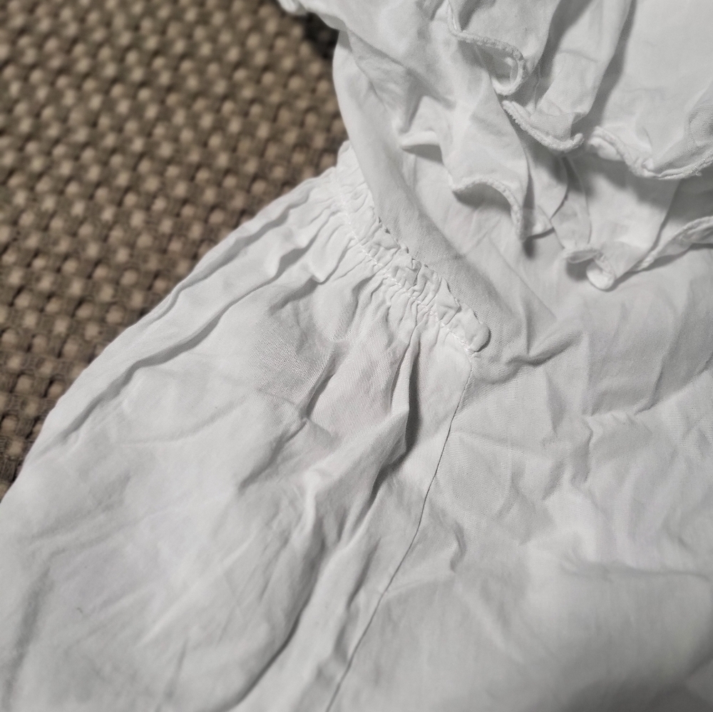 Free People  White Ruffle Mini Dress S - Picture 10 of 14